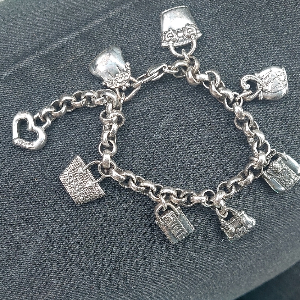 Brighton Silver Charm Bracelet with Bag Charms